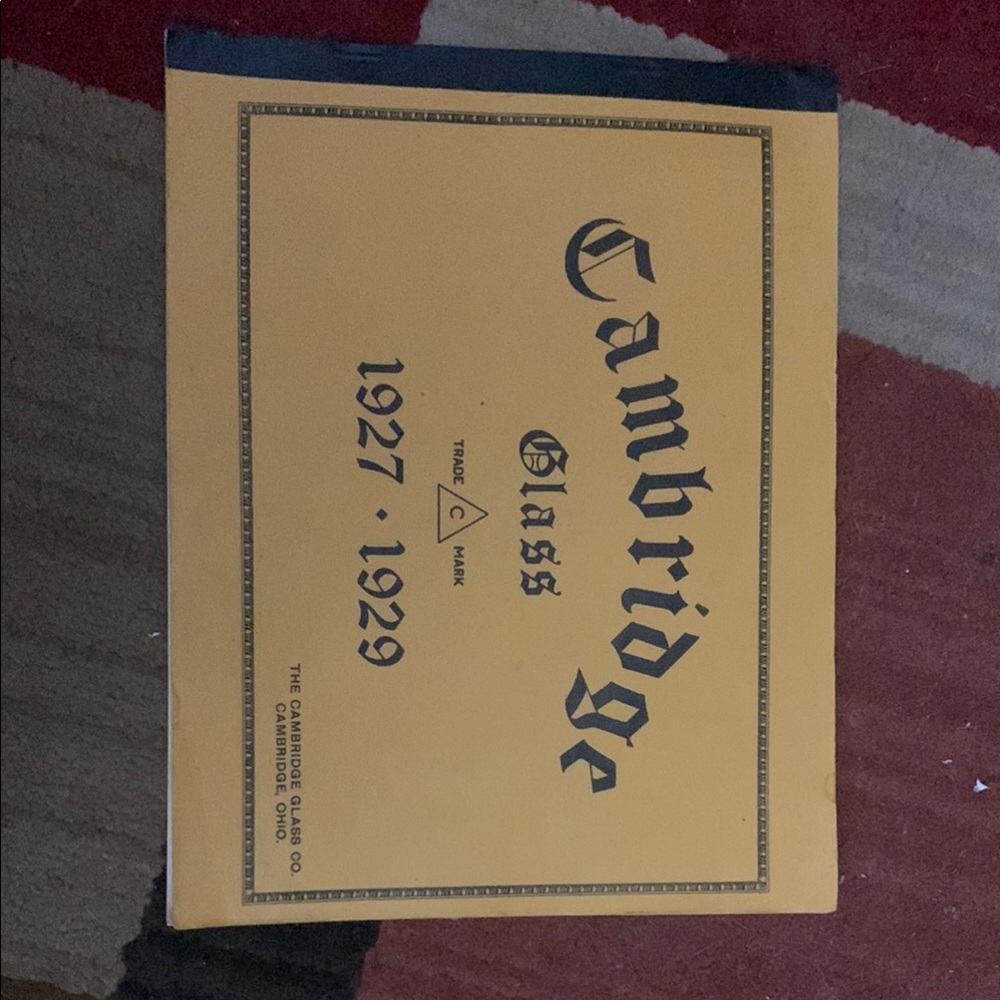 Cambridge Glass 1927-1929 Catalog in Yellow and Black